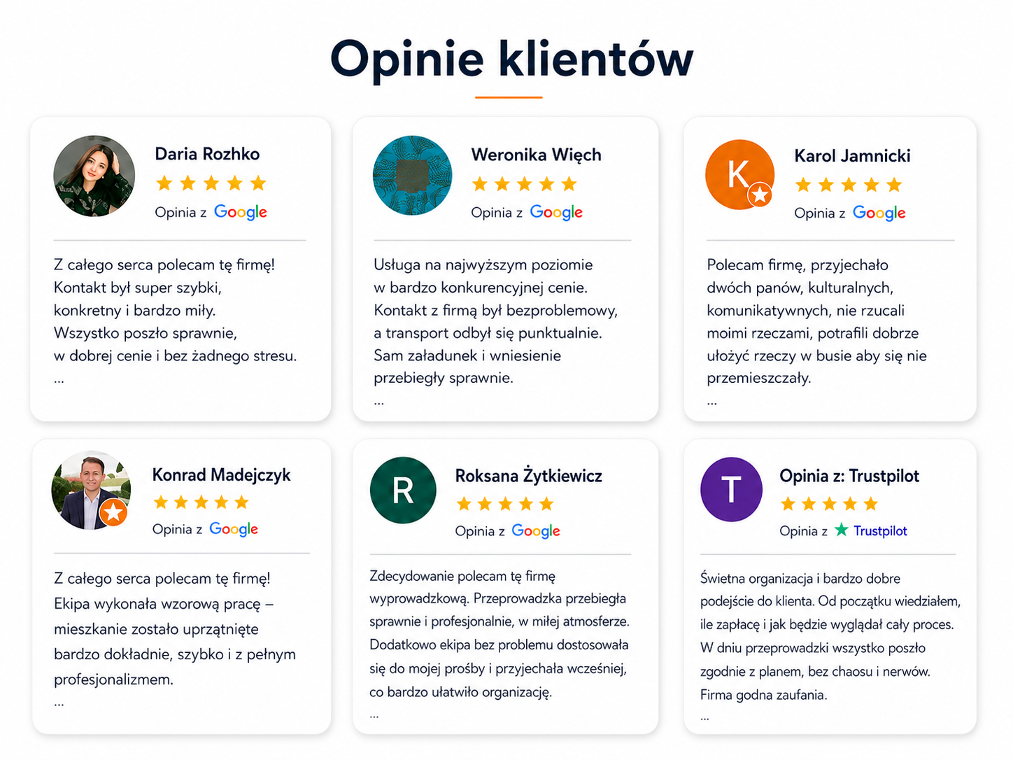 Opinie klientów Google o firmie Go Przeprowadzki w Warszawie